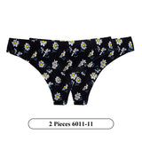 2Pcs/Lot Flowers Lingerie Temptation Low-waist Panties Thong No Trace Breathable Underwear G String Intimates