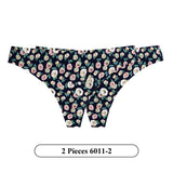 2Pcs/Lot Flowers Lingerie Temptation Low-waist Panties Thong No Trace Breathable Underwear G String Intimates