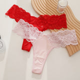 2Pcs/Lot Lace Lingerie Temptation Low-waist Panties Transparent G String Thong Seamless Underwear Intimates