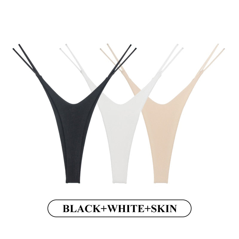 3PCS/Set Low Waist Thong Pantie Seamless Thin Rope Underwear Female G String Lingerie Temptation