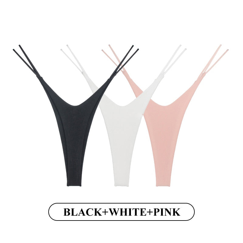 3PCS/Set Low Waist Thong Pantie Seamless Thin Rope Underwear Female G String Lingerie Temptation