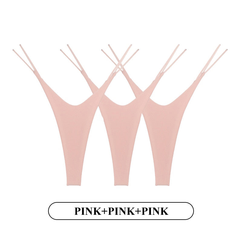 3PCS/Set Low Waist Thong Pantie Seamless Thin Rope Underwear Female G String Lingerie Temptation