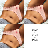 3Pcs/Lot Lace Lingerie Temptation Low-waist Panties Fruit Ins Embroidery Transparent Briefs Seamless Underwear