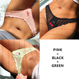 3Pcs/Lot Lace Lingerie Temptation Low-waist Panties Fruit Ins Embroidery Transparent Briefs Seamless Underwear