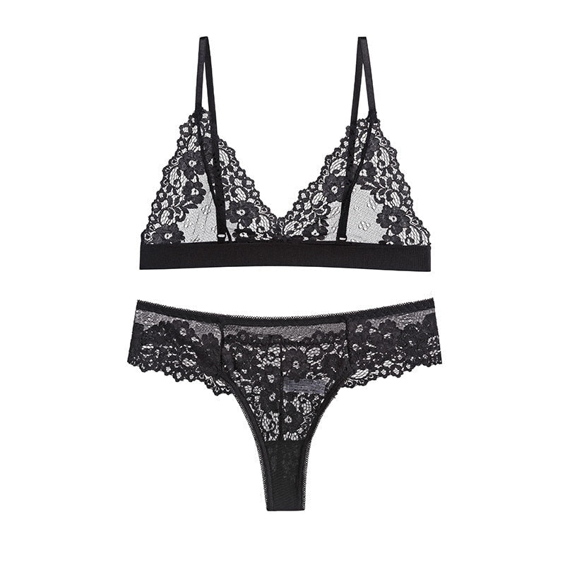 Classic Transparent Bra Set Lace Temptation Underwear