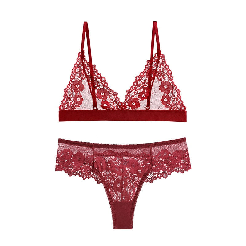Classic Transparent Bra Set Lace Temptation Underwear