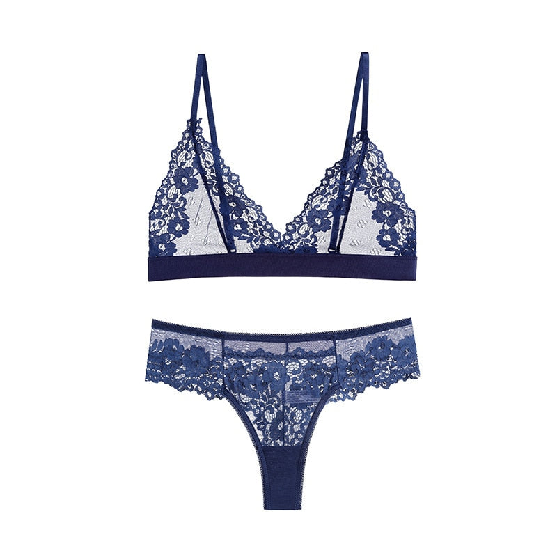 Classic Transparent Bra Set Lace Temptation Underwear