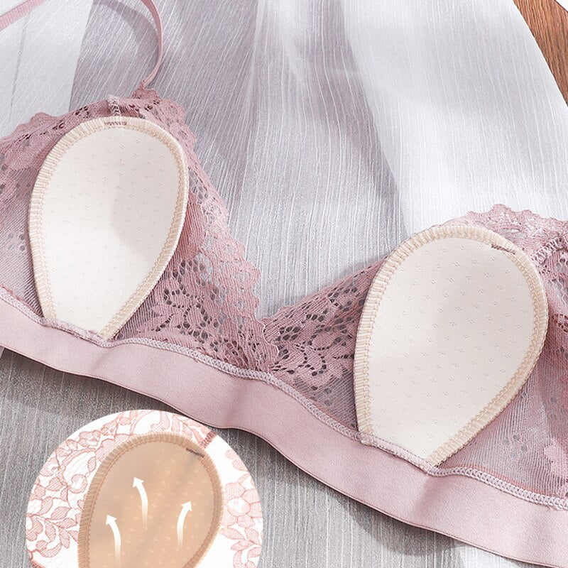 French Ultra Thin Bralette Solid Color Lace Underwear