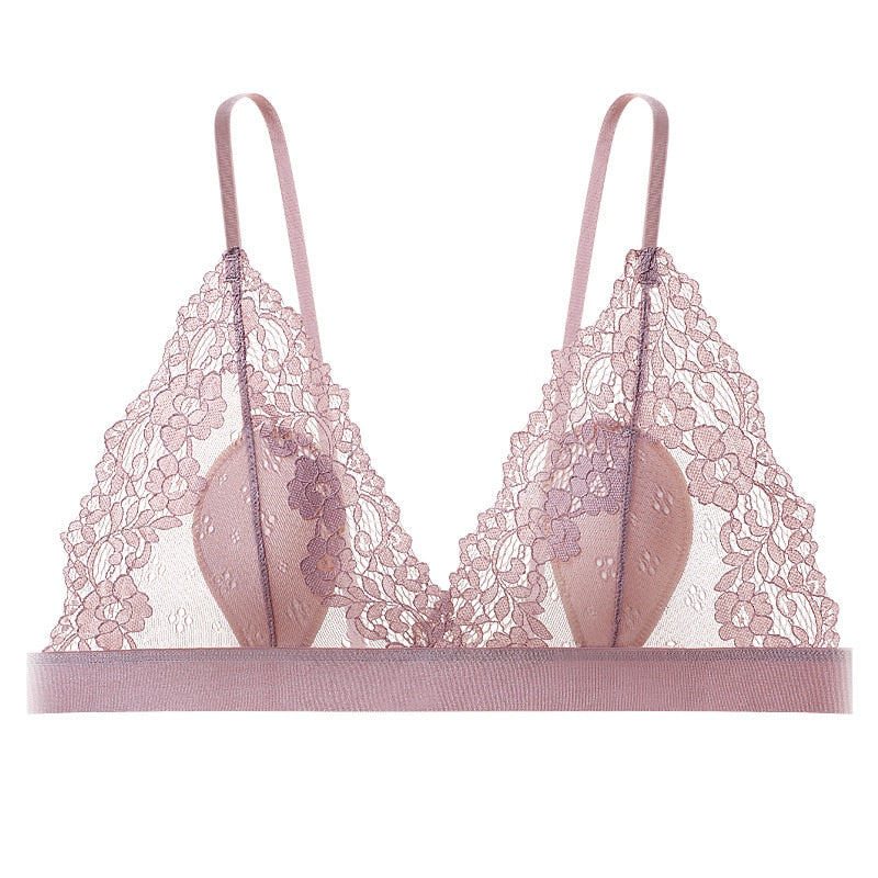 French Ultra Thin Bralette Solid Color Lace Underwear