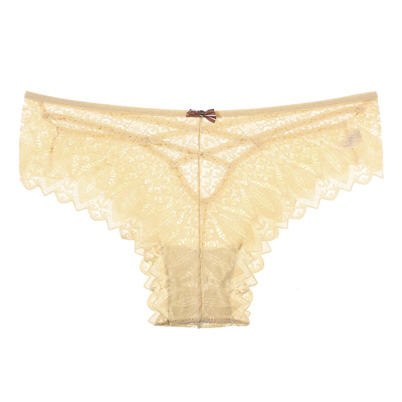 Panties Lace Underwear Low-Waist Thong Hollow Out G String Briefs Solid Comfortable Female Lingerie
