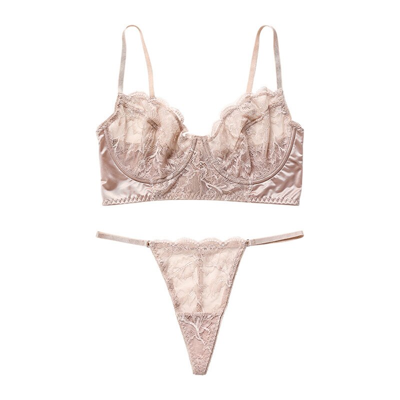 Ultra Thin Lace Underwear Sets Push Up Brassiere Transparent Bra Lingerie