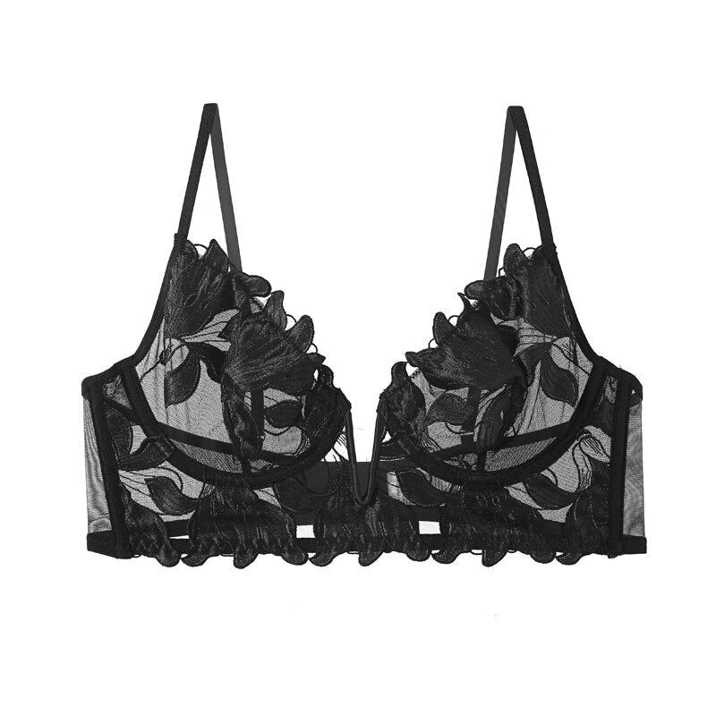 French Lace Bra Push Up Lingerie Embroidery Bralette Underwear