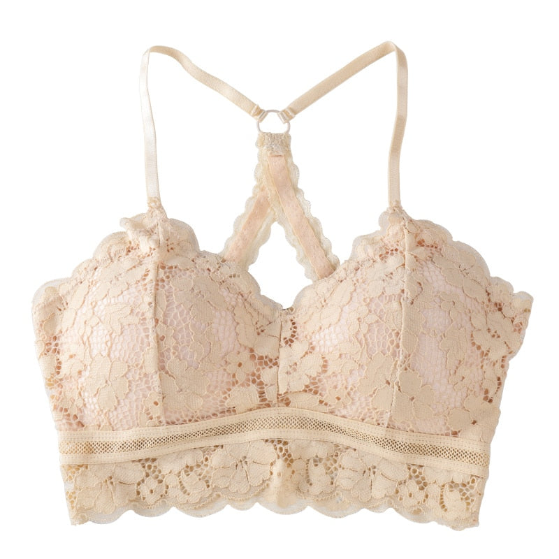 Hollow Out Bralette Solid Color Beauty Back Lace Underwear