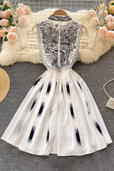 Retro Embroidery Sleeveless Dress