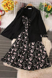 Floral Strap Maxi Dress Coat Set Two-Piece