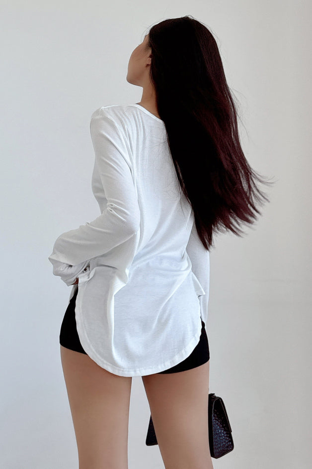 Casual V-Neck Long Sleeve Top