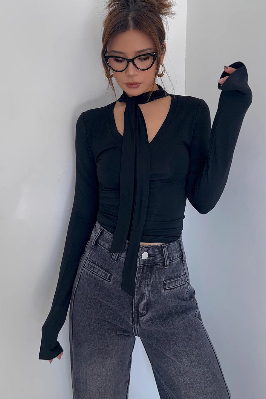 Wrap V-Neck Fitted Tops Shirt