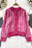 Plaid Knit Long Sleeve Cardigan Coat