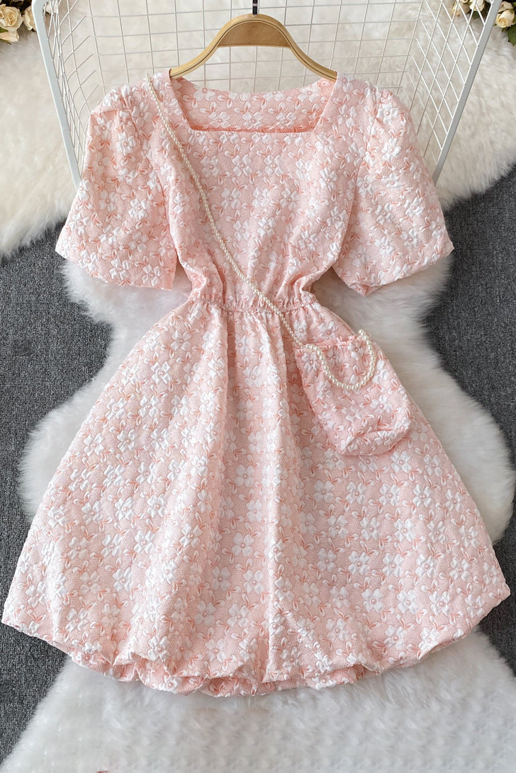 Cute Short Sleeve Flower Dress