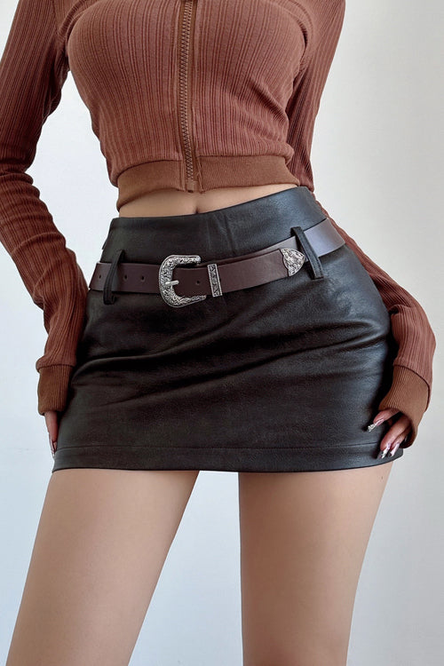 Retro Leather A-Line Skirt