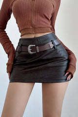 Retro Leather A-Line Skirt