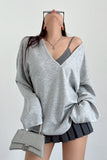 Casual V-Neck Top Pullover Sweatshirt
