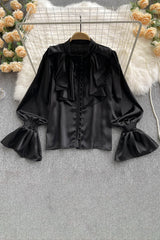 Lace Long Sleeve Buttons Tops