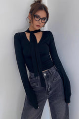Wrap V-Neck Fitted Tops Shirt