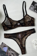 Chiffon Leopard Underwear Lingerie Set