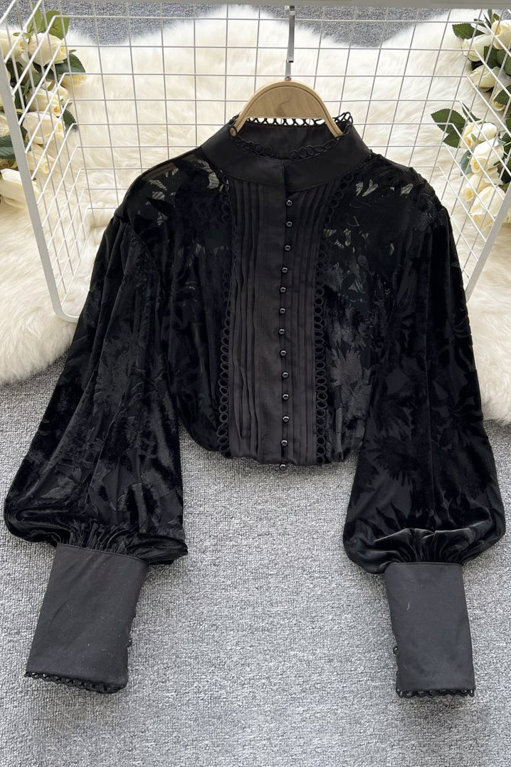 Lace Long Sleeve Buttons Shirt Tops