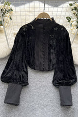 Lace Long Sleeve Buttons Shirt Tops
