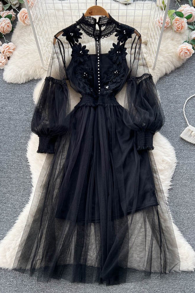 Gauze Embroidery Maxi Dress