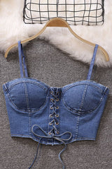 Off Shoulder Strap Strappy Cami Crop Vest Tank Top