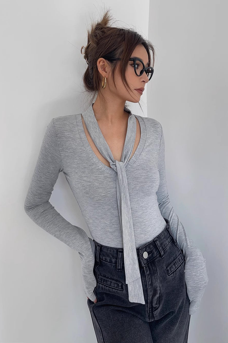 Wrap V-Neck Fitted Tops Shirt