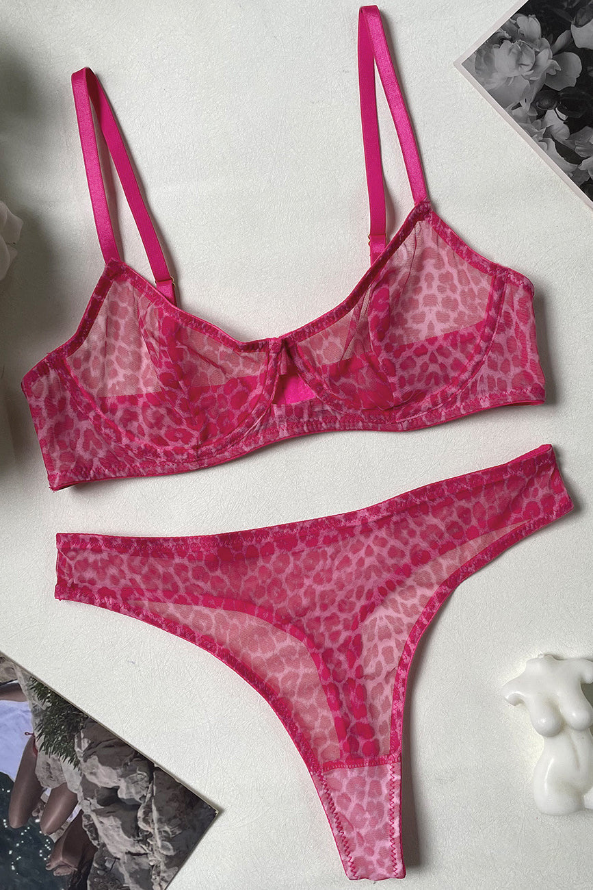 Chiffon Leopard Underwear Lingerie Set
