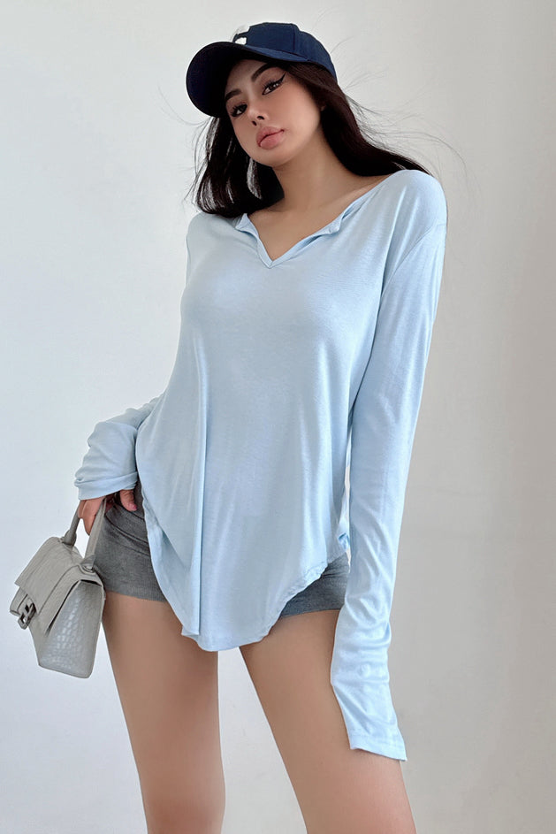 Casual V-Neck Long Sleeve Top