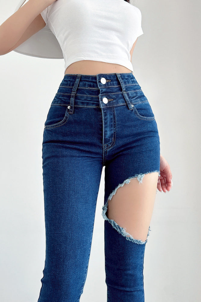 Tight Ripped Pants Trousers Jeans