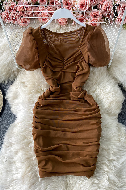 Ruffle Short Sleeve Gauze Dress