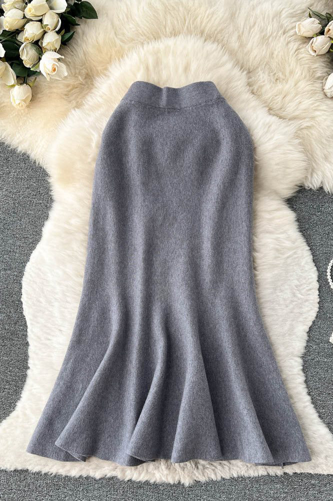 Retro Knit High Waist Bodycon Skirt