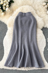 Retro Knit High Waist Bodycon Skirt