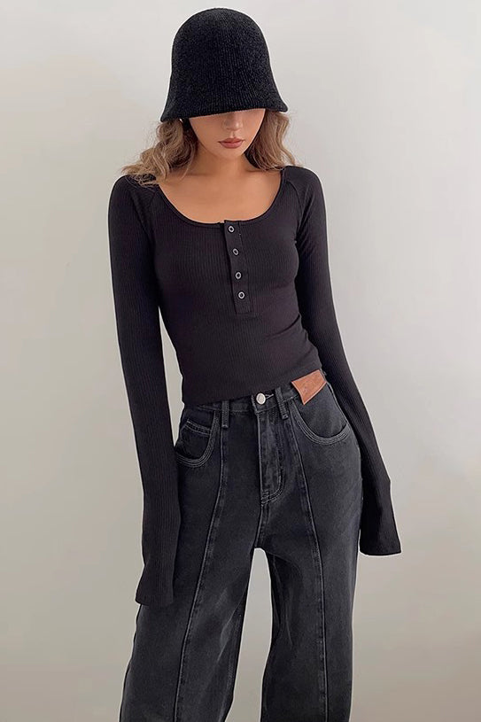 Ribbed Buttoned Front Fitted Basic Shirts