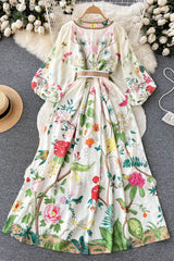 Floral V-Neck Long Sleeve Maxi Dress