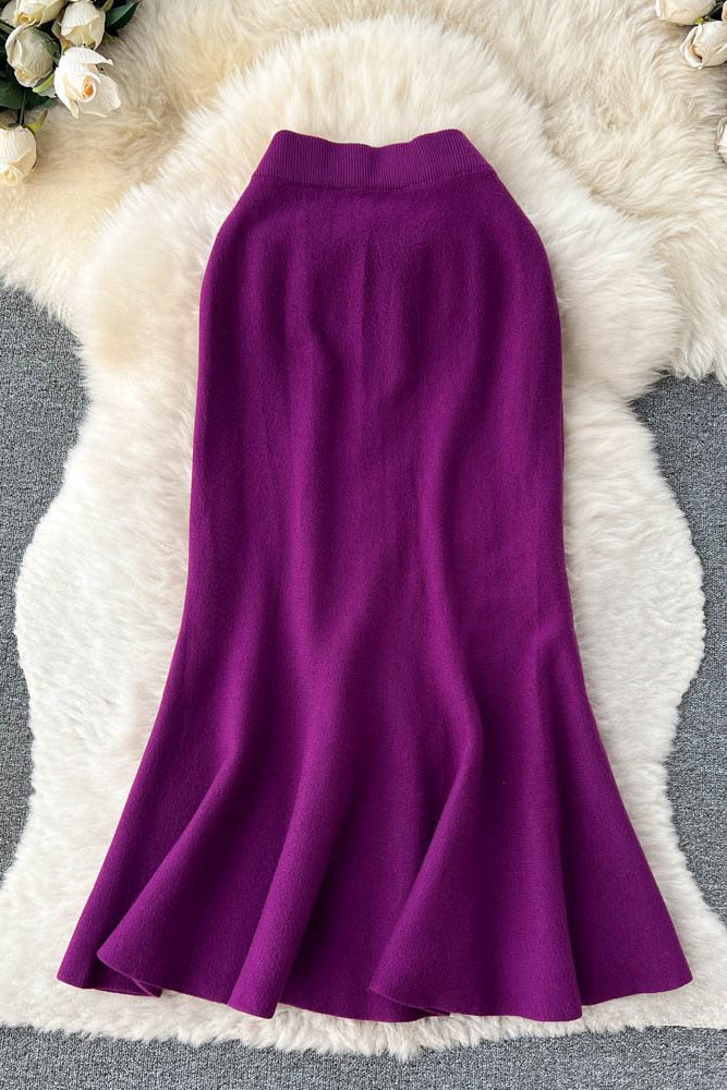 Retro Knit High Waist Bodycon Skirt