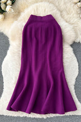 Retro Knit High Waist Bodycon Skirt