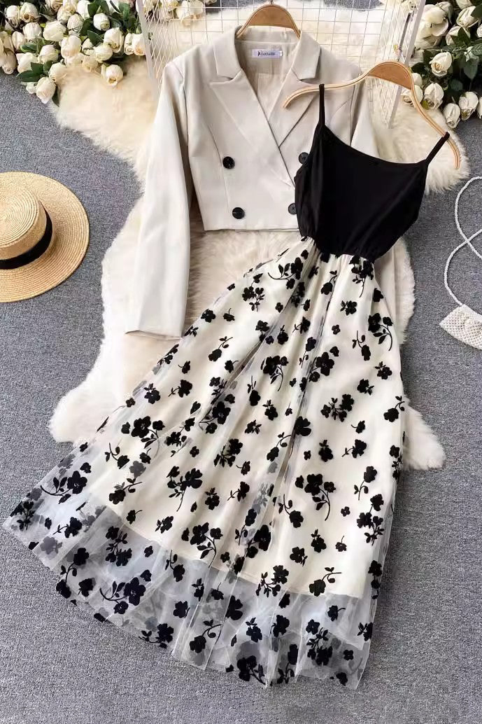 Tops Suit Coat Gauze Strap Two-Piece