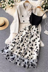 Tops Suit Coat Gauze Strap Two-Piece