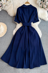 V-Neck Short Sleeve Strappy A-line Maxi Dress