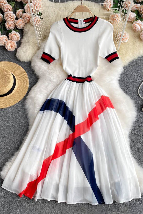 Knit Short Sleeve A-Line Maxi Dress