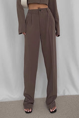 Nature High Waist Straight Leg Slant Pocket Pants