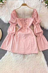 Crisscross Strappy Backless Long Sleeve Dress
